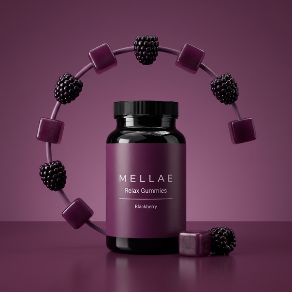Mellae Relax Gummies blackberry bottle