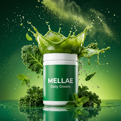 Green smoothie splash with Mellae greens